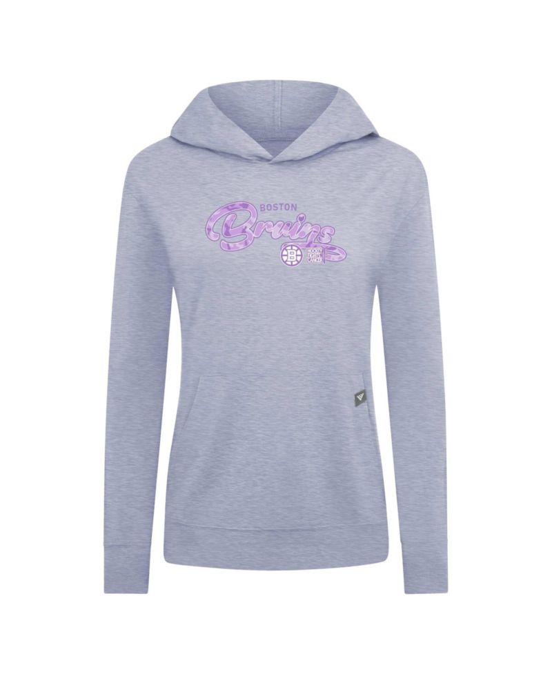 Women's Heather Gray Boston Bruins Hockey Fights Cancer Relay Pullover Hoodie
