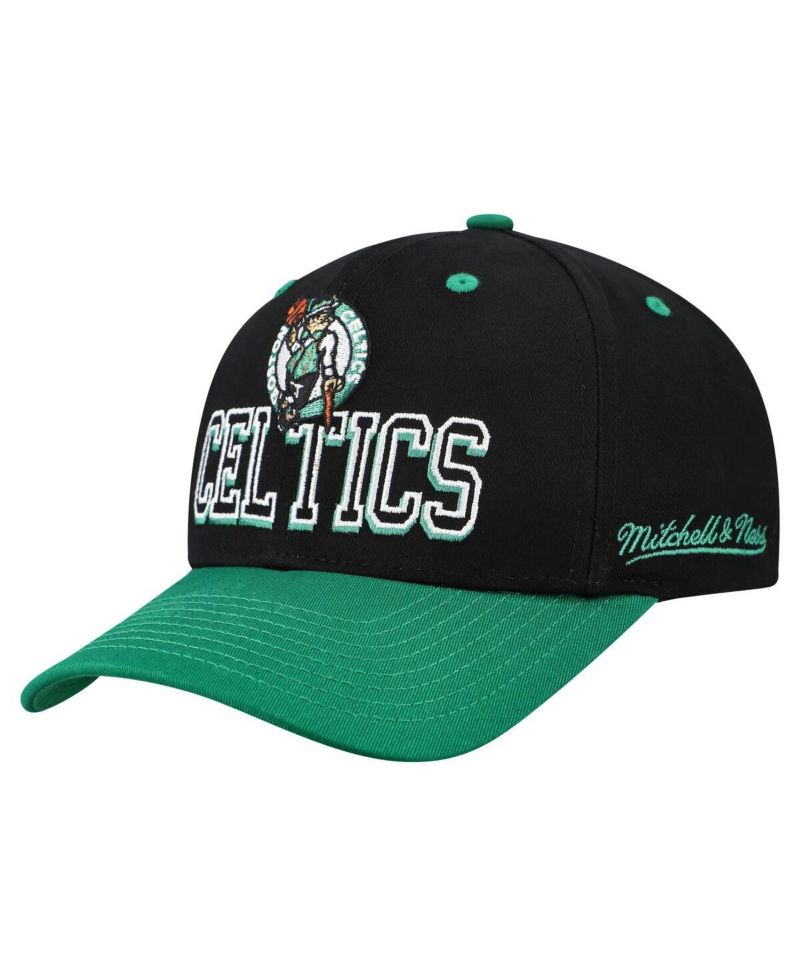 Men's Black/Kelly Green Boston Celtics Backside Script 2-Tone Pro Crown Adjustable Hat
