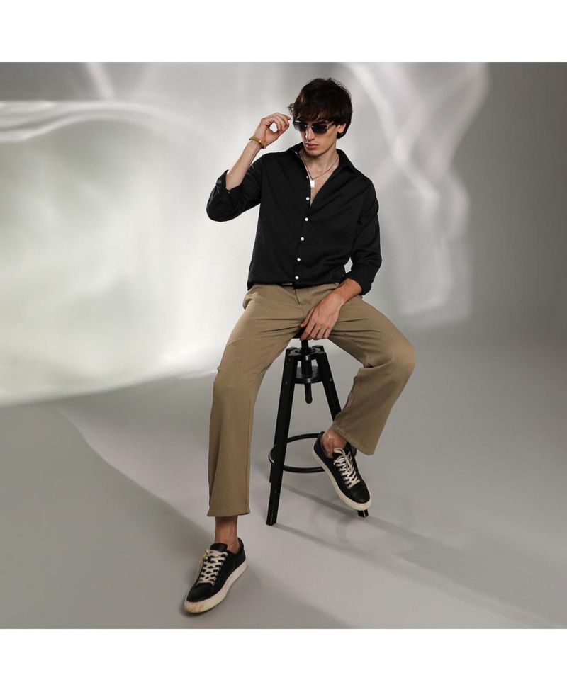 Men's Onyx Black Abstract-Textured Shirt