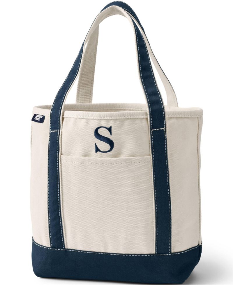 Pre-Monogrammed Letter Canvas Tote Bag