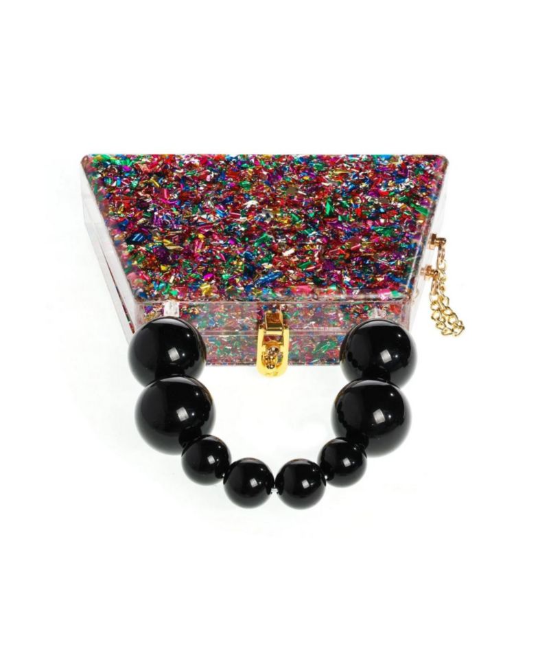 Forever Love confettie Top Handle Acrylic Clutch