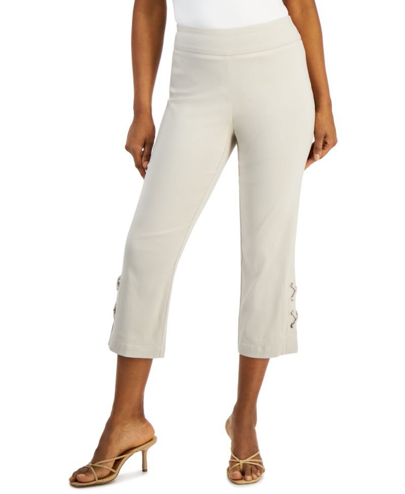 Petite Side-Lace-Up Capri Pants