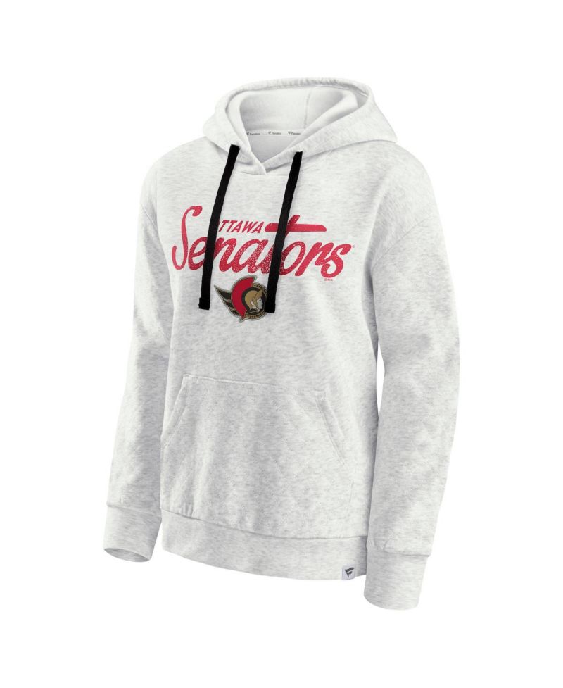 Women's Oatmeal Ottawa Senators True Classics Quilted Pullover Hoodie
