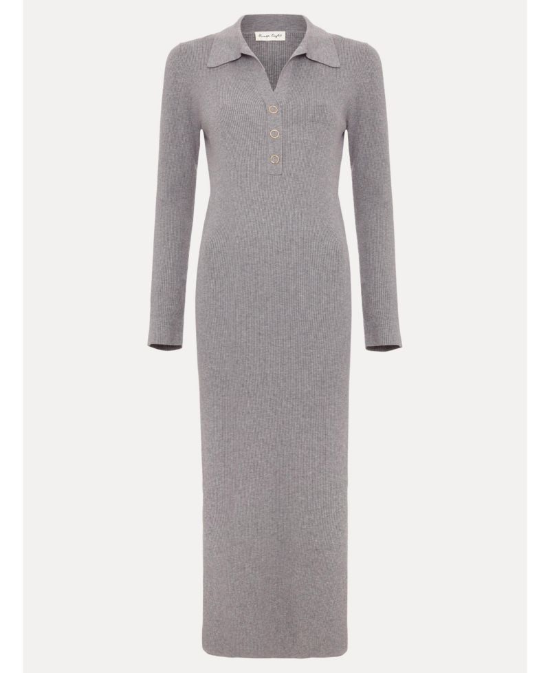 Women's Lucy Long-Sleeve Collared Ribbed-Knit Dress