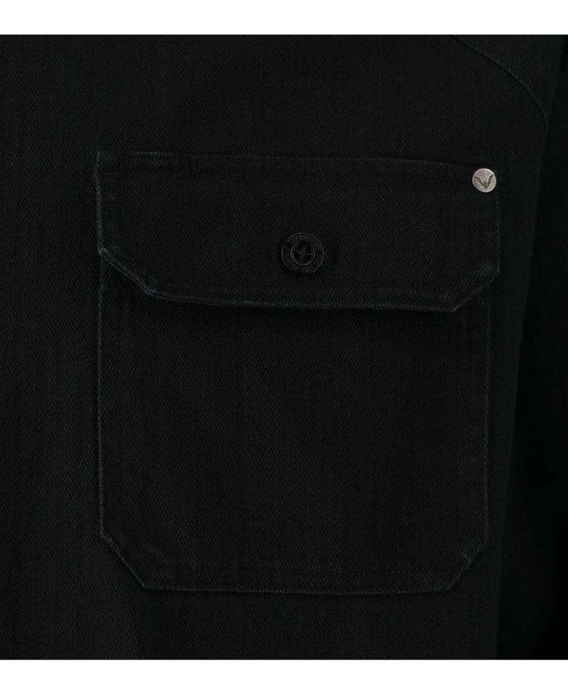 Big & Tall Men's Stone Wash Herringbone Button Up Overshirt