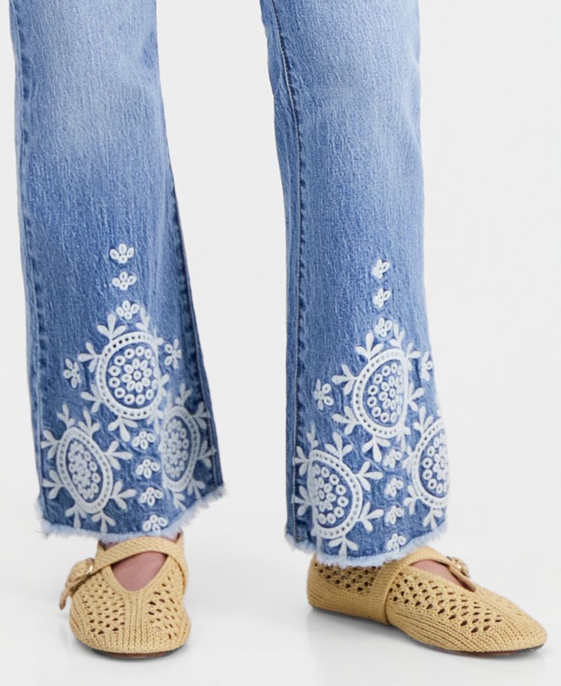 Petite Embroidered Bootcut Jeans