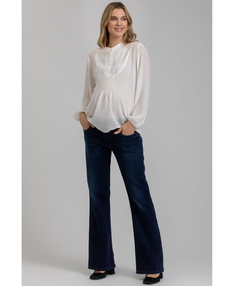Maternity Slim Fit Hi-Rise Flare Jeans with Elastic Waistband