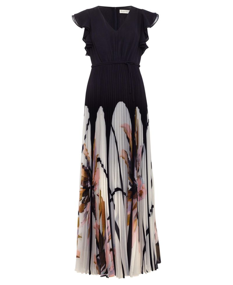 Women's Uma Floral-Print Pleated V-Neck Maxi Dress