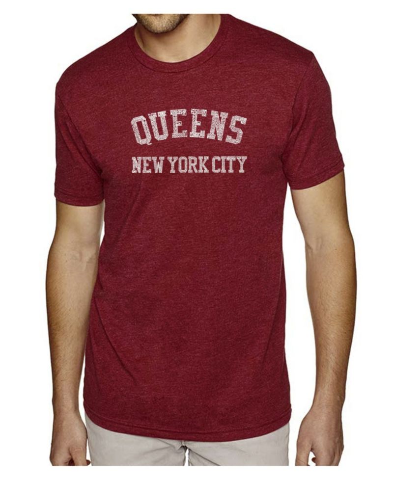 Men's Cotton/Poly Blend Word Art T-Shirt - Queens NY Neighborhoods