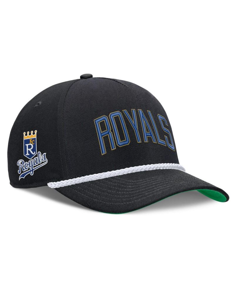 Men's Black Kansas City Royals Cooperstown Collection Rise Adjustable Hat