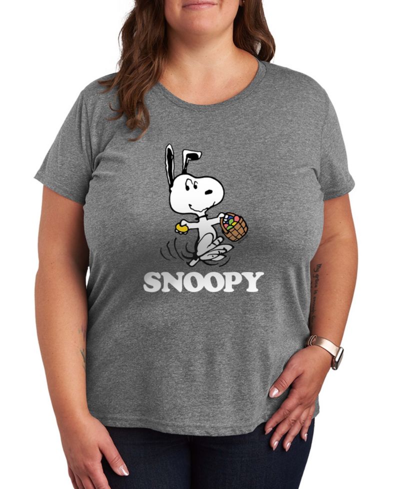 Plus Size Peanuts Snoopy Easter Graphic Crew Neck T-Shirt