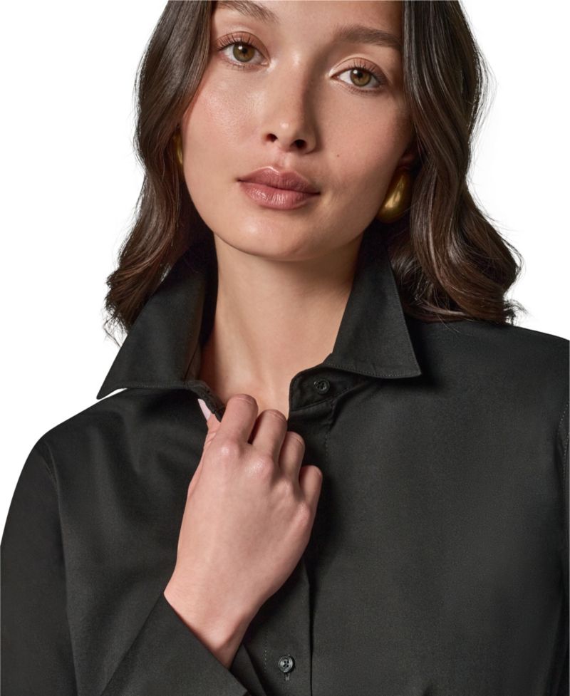 Women's A-Line Button-Down Poplin Tunic Top