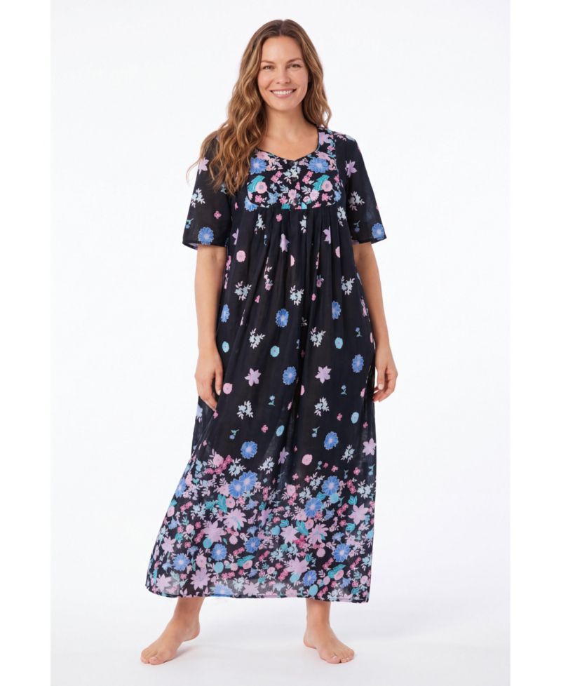 Plus Size Only Necessities Bib-Front Short Sleeve Maxi Lounger