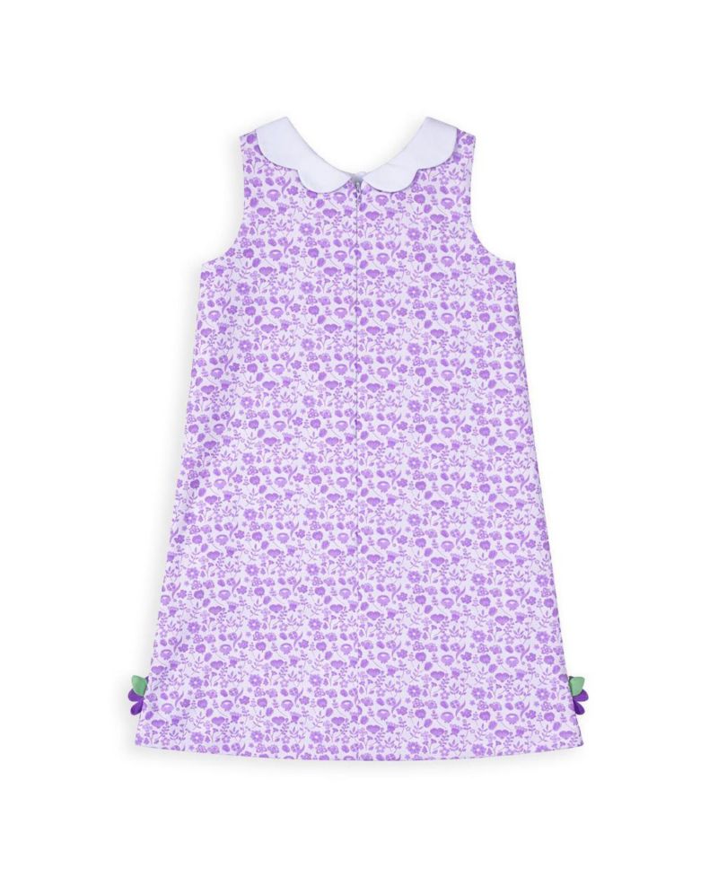 Little Girls Printed Pique Dress with Flowers