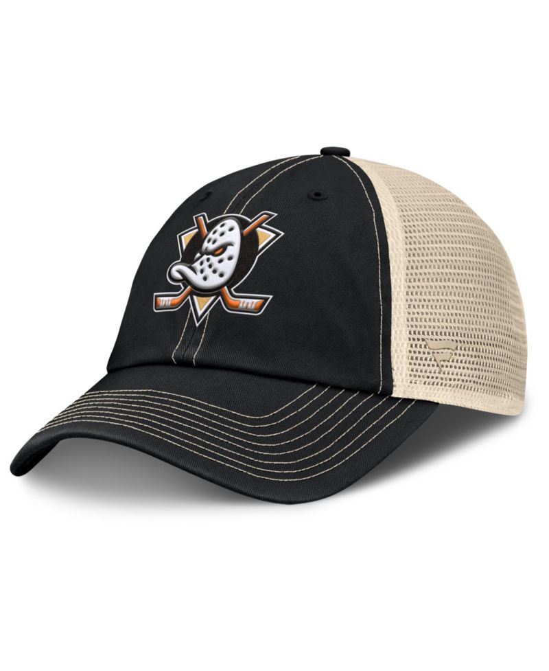 Men's Black/Natural Anaheim Ducks Rival Trucker Adjustable Hat
