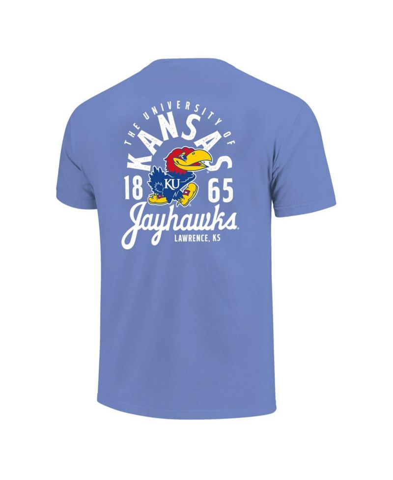 Big Boys and Girls Royal Kansas Jayhawks Comfort Colors Mascot Overlay T-Shirt