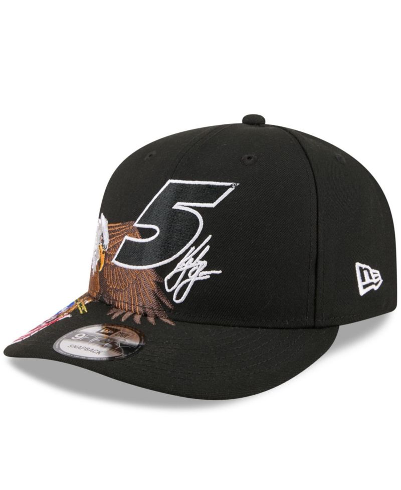 Men's Black Kyle Larson Patriotic Eagle Flag A-Frame 9FIFTY Snapback Hat