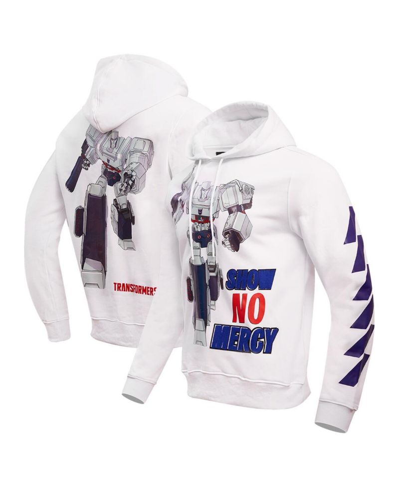 Men's and Women's White Transformers No Mercy Pullover Hoodie