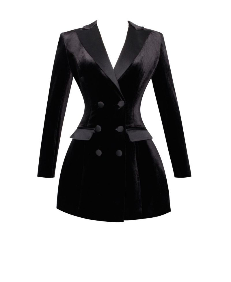 Women's Calista Black Velvet Blazer Mini Dress