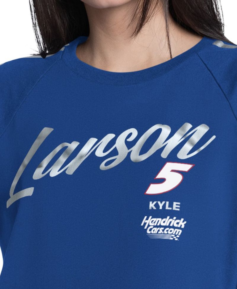 Women's Royal Kyle Larson Raglan Cropped Classic Play Silver Trim T-Shirt