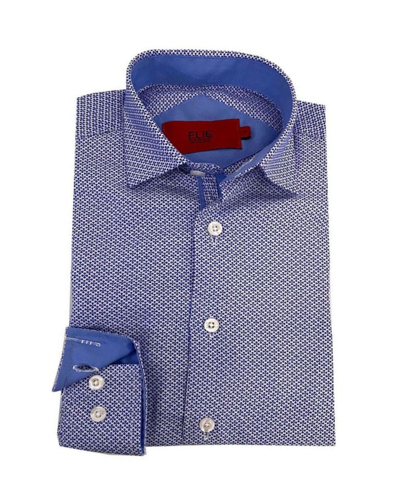 Little Boys Blue Tonal Neat Slim Fit Shirt