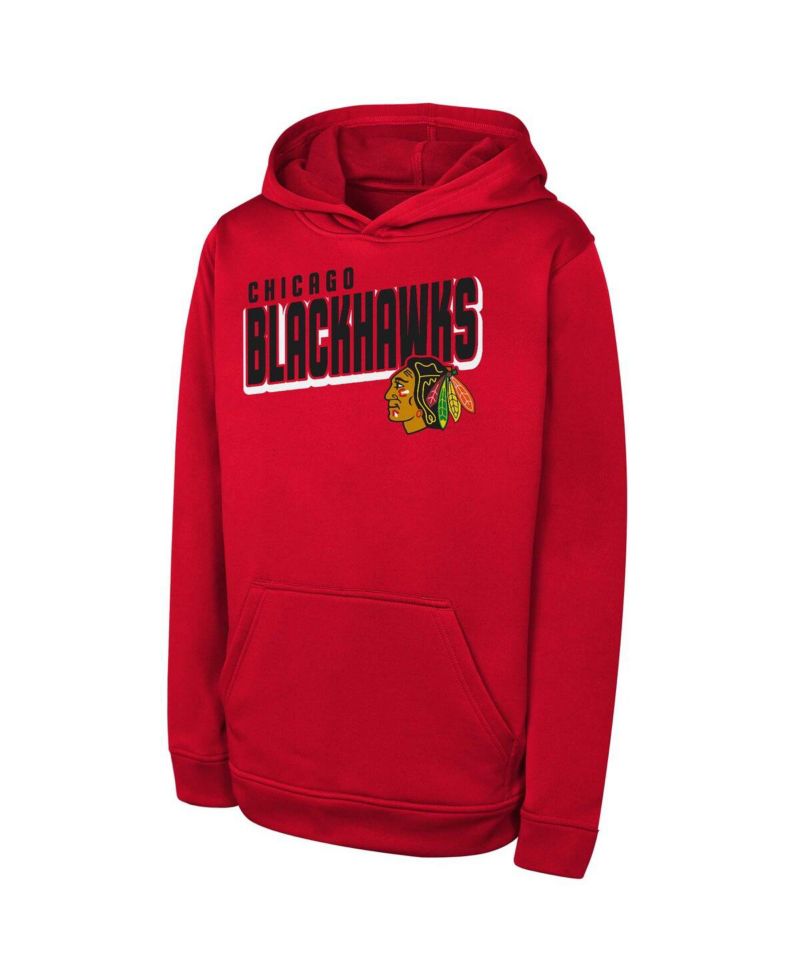 Big Boys and Girls Red Chicago Blackhawks Cyber Punk Performance Hoodie