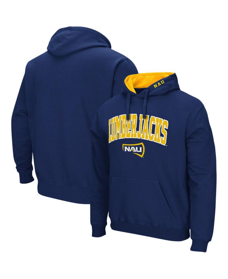 Men's Navy Northern Arizona Lumberjacks Arch and Logo Pullover Hoodie
