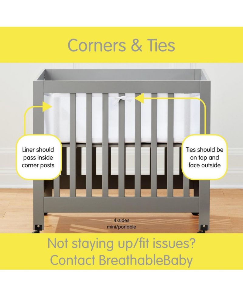 Breathable Mesh Liner for Mini Cribs, Deluxe 4mm Mesh