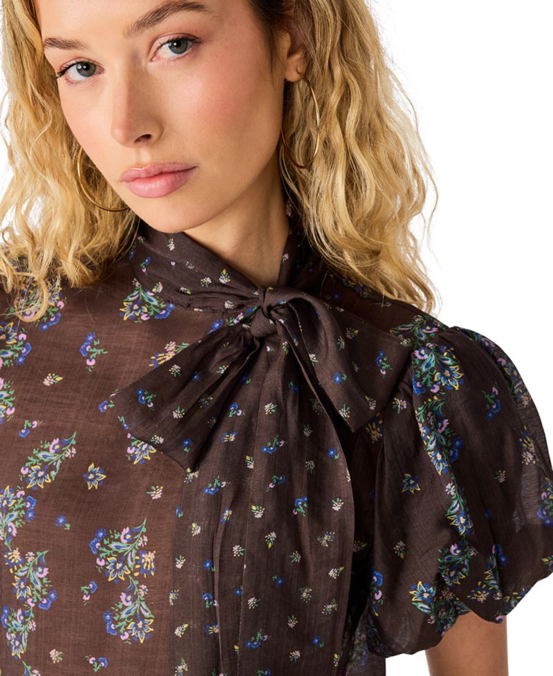 Women's Lolanie Floral Pussybow Short-Sleeve Blouse
