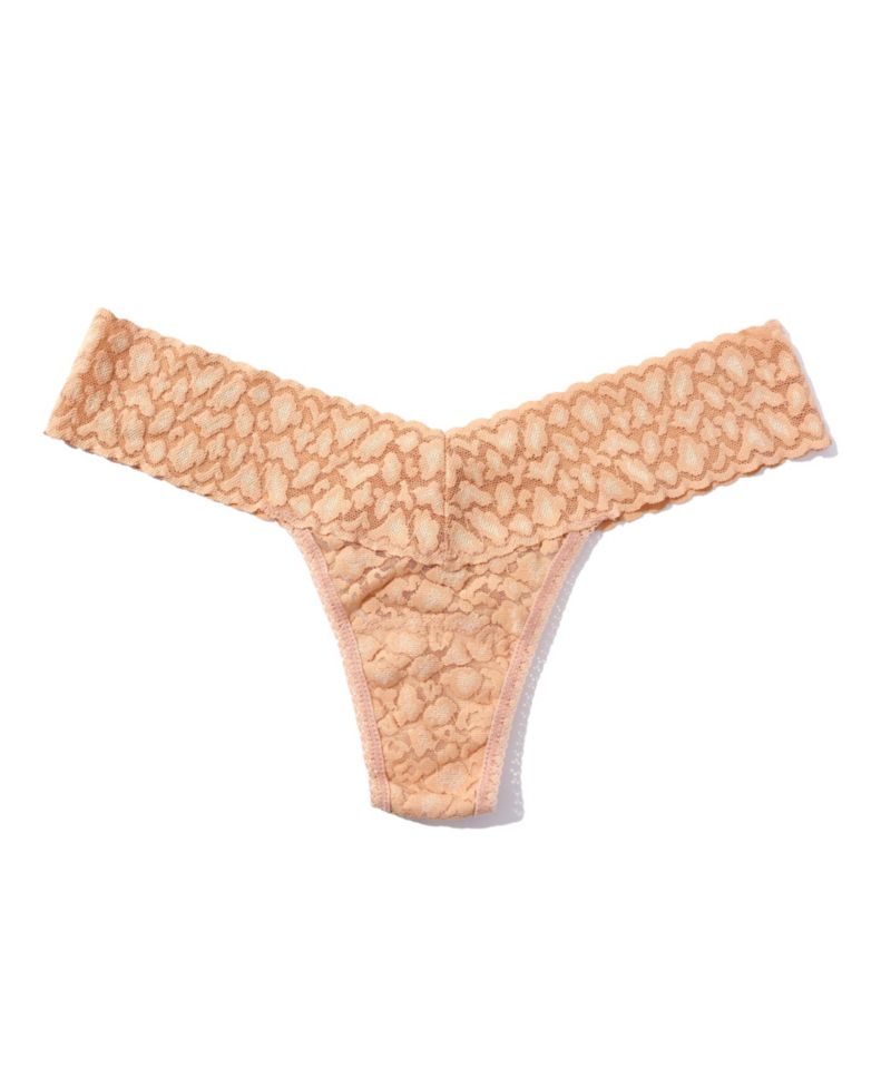 Women's Leopard Lace Low Rise Thong Underwear 7I1051