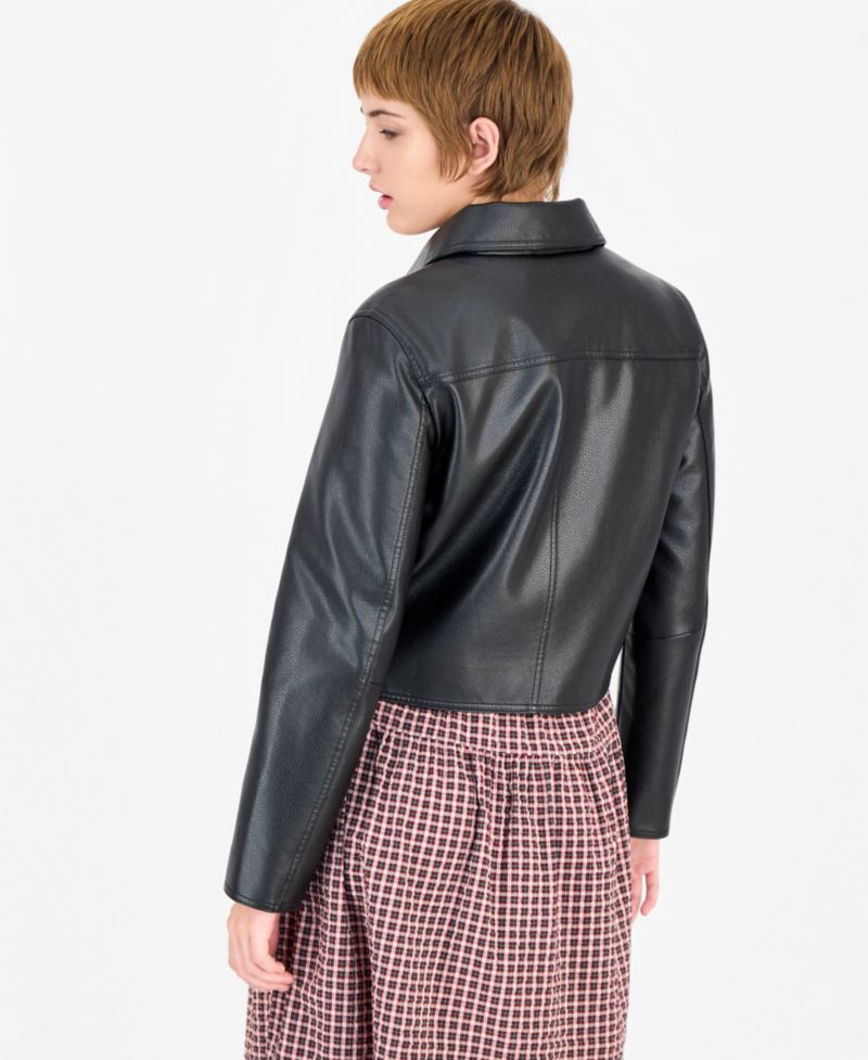 Women's Laydown Collar Cropped Snap Jacket