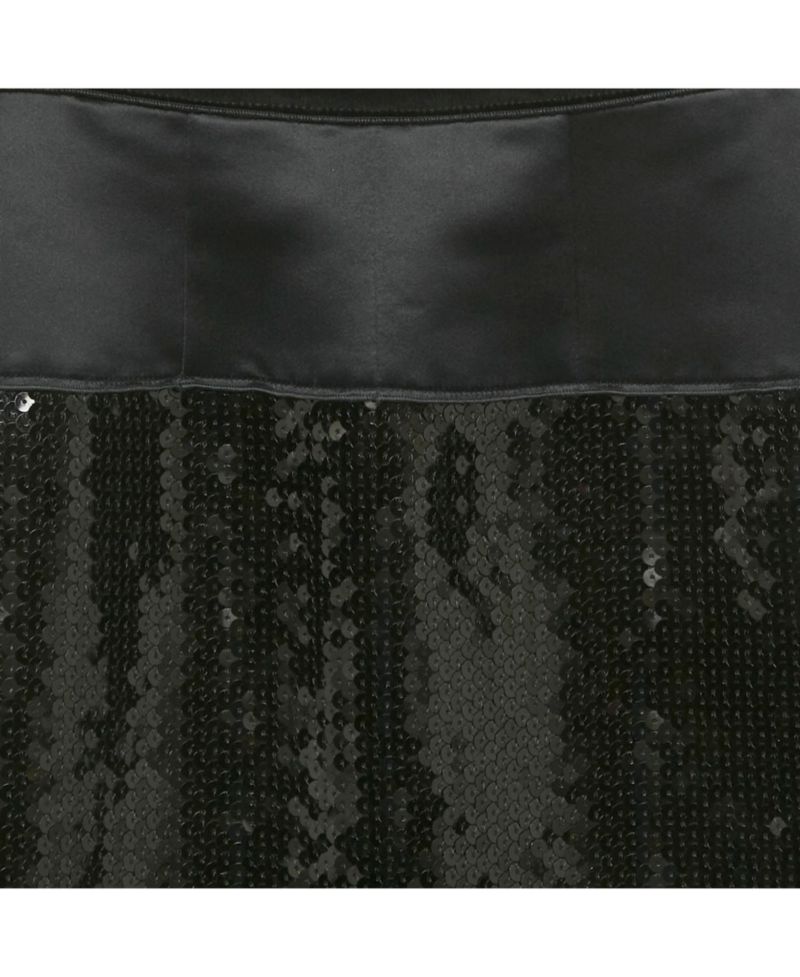 Women's Black Sequin & Satin Pencil Skirt