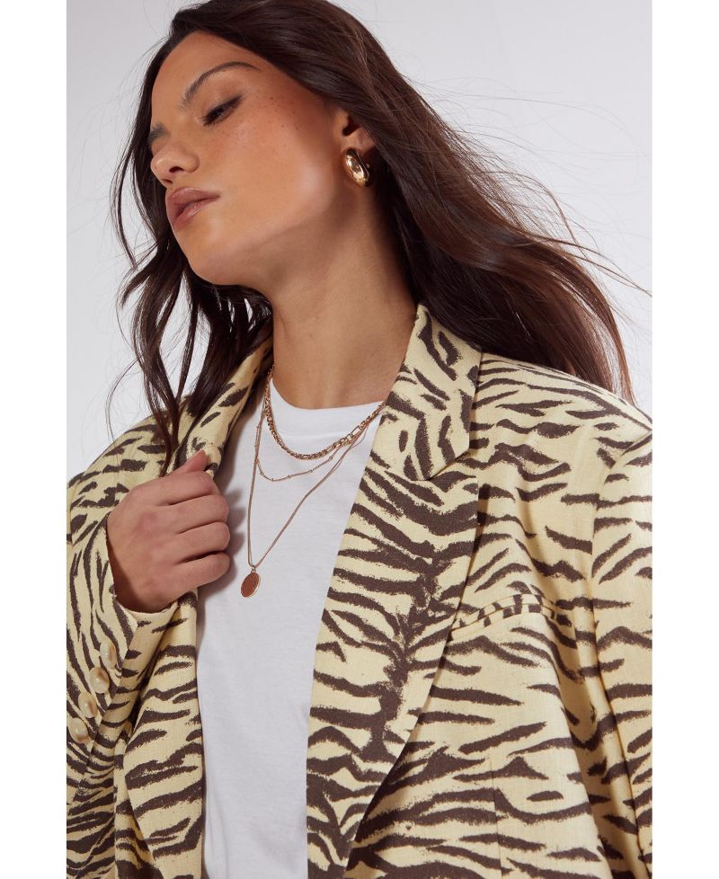Women's Zebra Print Oversized Tailored Blazer