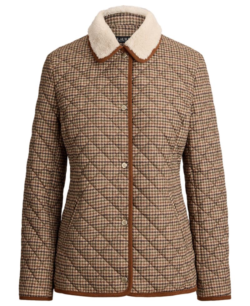 Women's Faux-Sherpa-Collar Quilted Coat