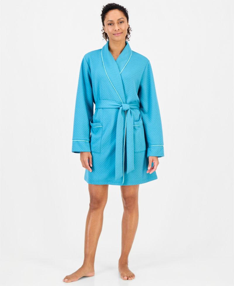 Women's Solid Quilted Belted Robe