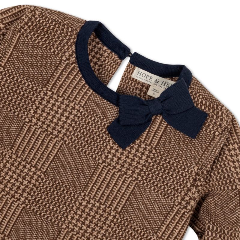 Baby Girls Hope and Henry Organic Long Sleeve Bow Detail Intarsia Sweater Dress