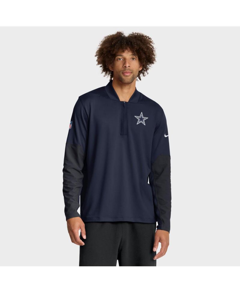 Men's Navy Dallas Cowboys Sideline Dri-FIT Half-Zip Pullover
