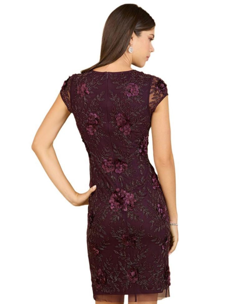 Women's - Cap Sleeve Embellished Dress