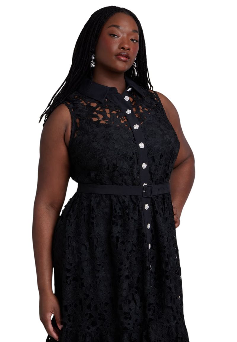 Women's Lace Dress With Buttons and Collar