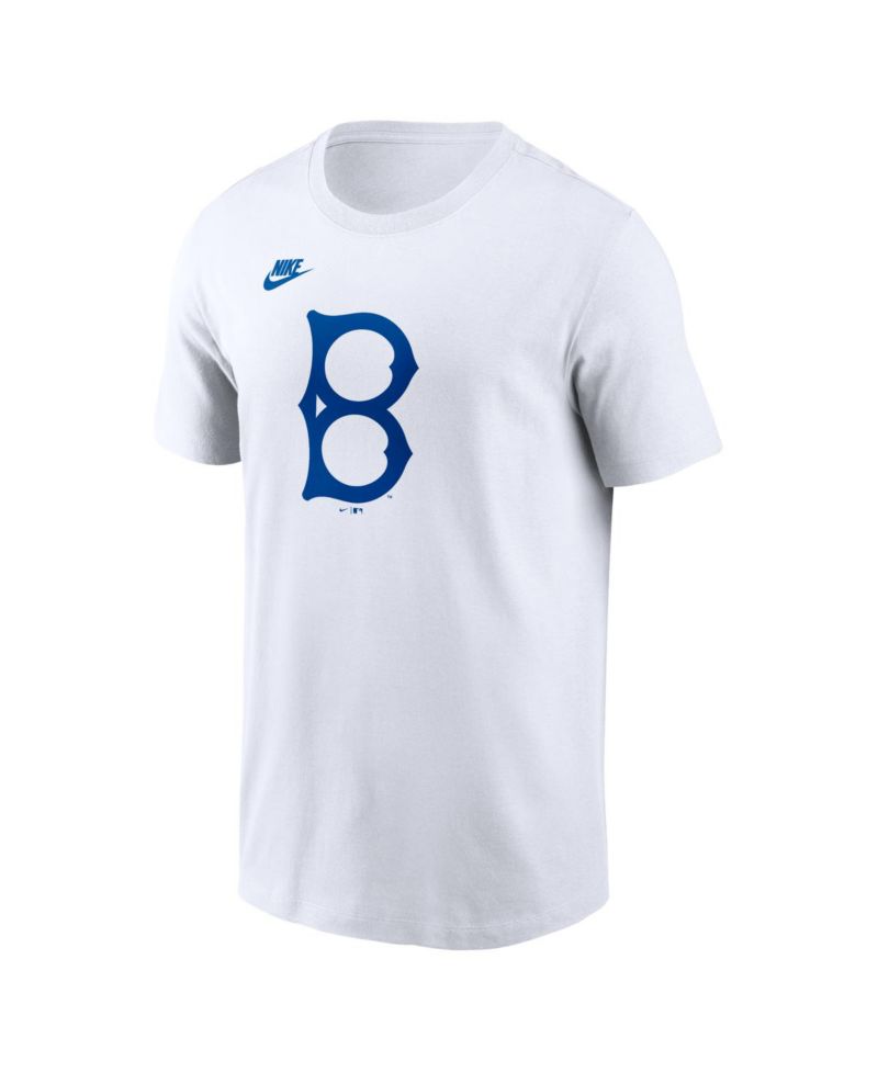 Men's White Brooklyn Dodgers Cooperstown Collection Logo T-Shirt