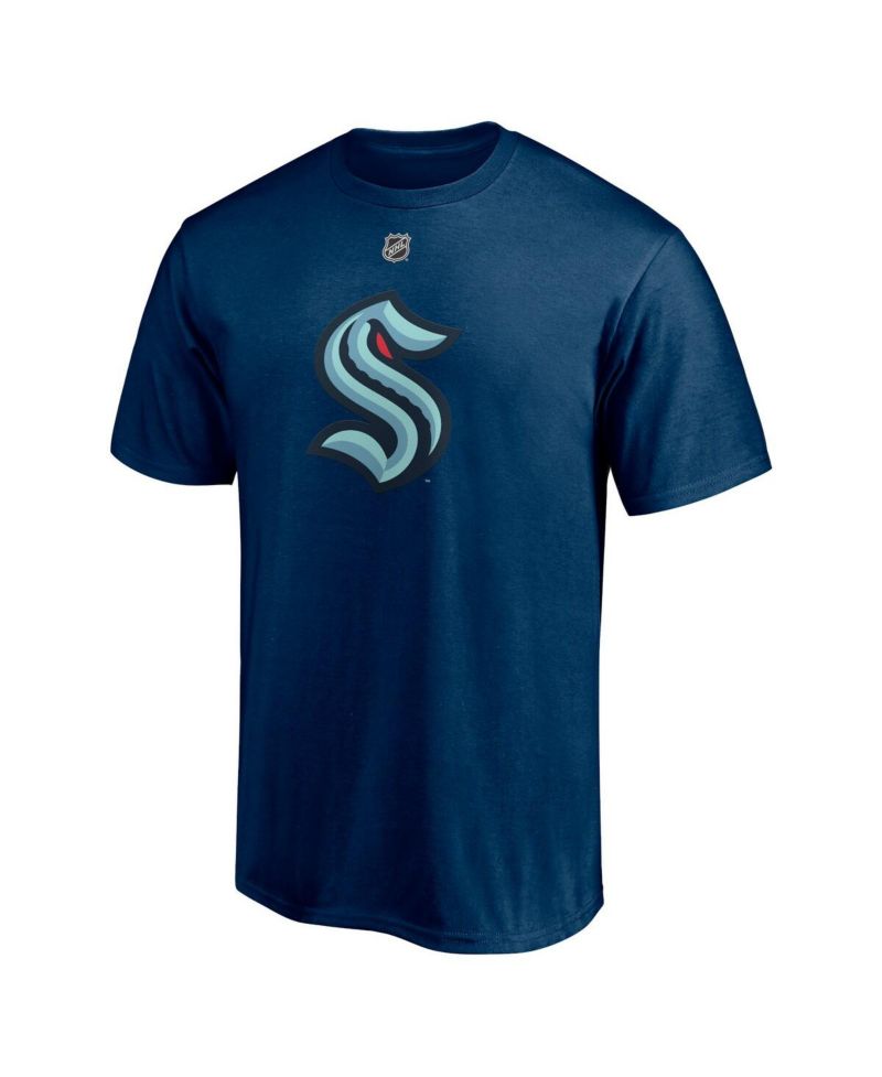 Men's Philipp Grubauer Deep Sea Blue Seattle Kraken Authentic Stack Name and Number T-shirt