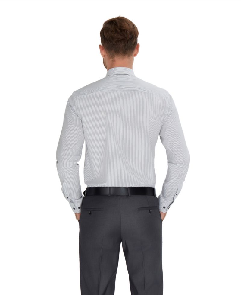 Men's Slim-Fit Stripe Dress Shirt