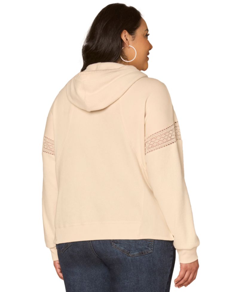 Plus Size Half Placket Mixed Media Pull-On Top