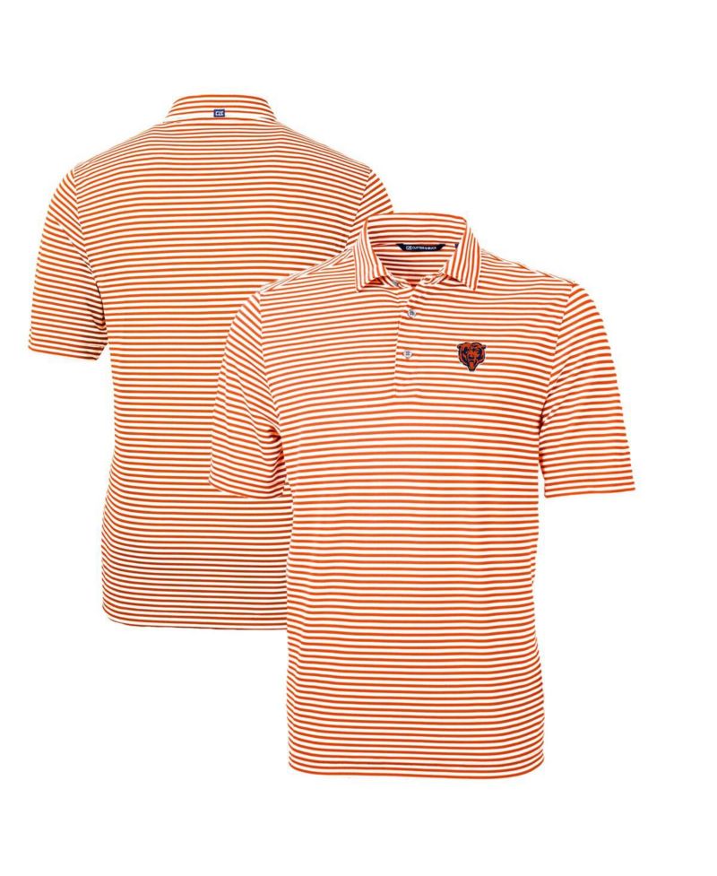 Men's Orange Chicago Bears Throwback Logo Virtue Eco Pique Stripe Polo