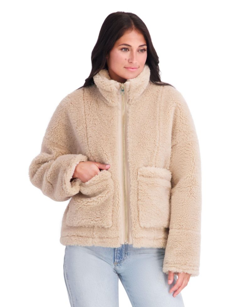 Women's Faux Fur Funnel Neck Short Jacket