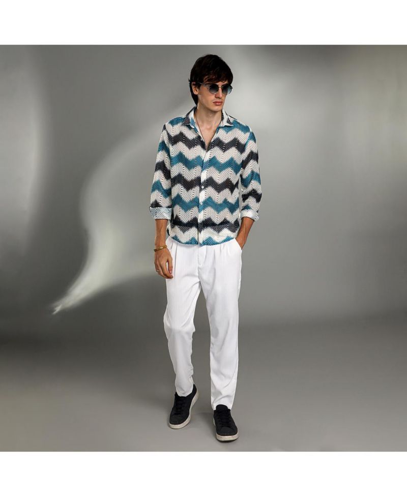 Men's Chevron-Block Knit Shirt
