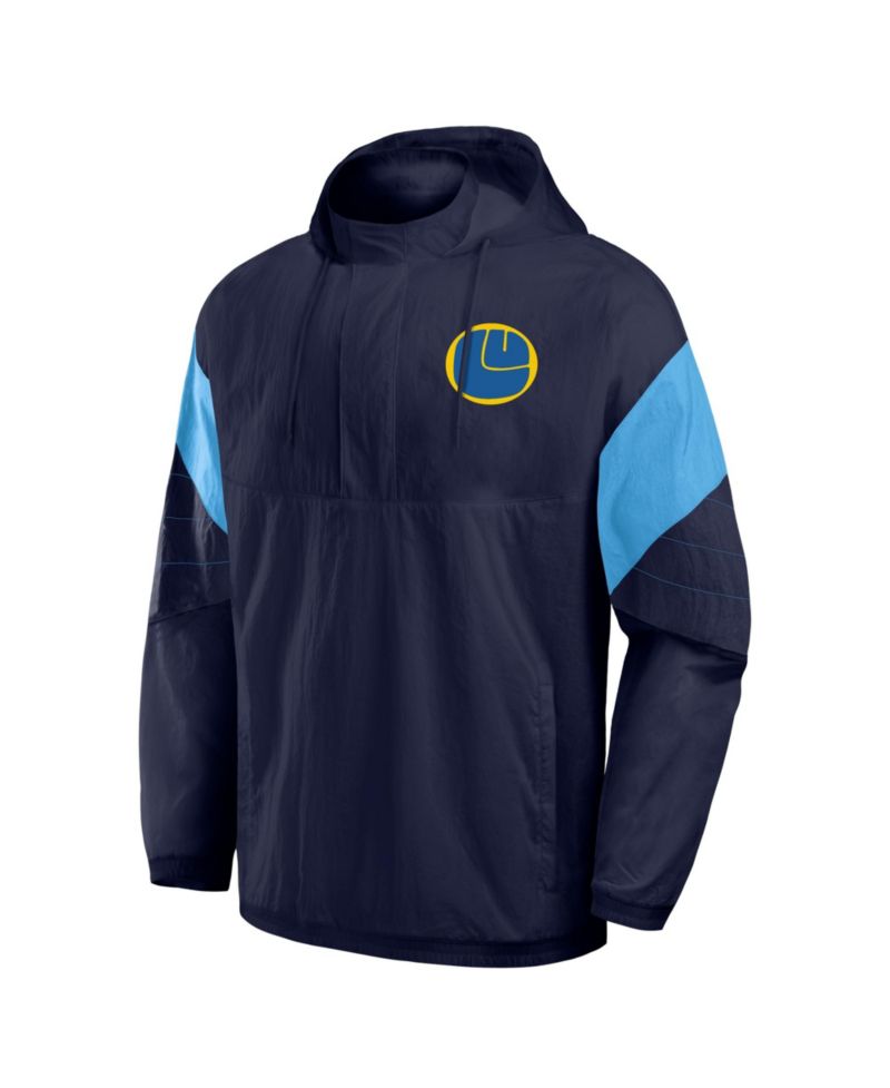 Men's Navy Leeds United Hooded Quarter-Zip Track Jacket