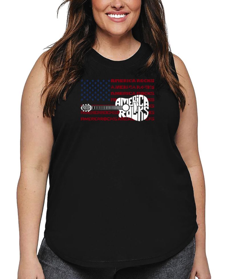 Plus Size America Rocks Word Art Tank Top