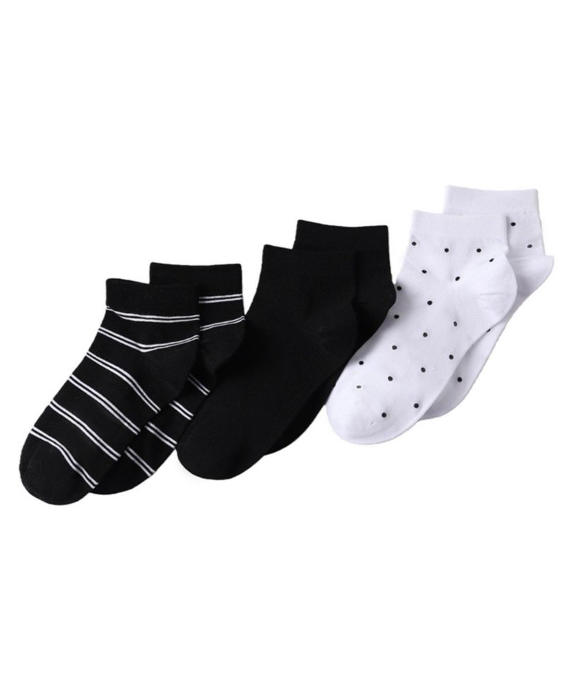 Women's 3-Pack Cotton Stripe and Dot Quarter Socks