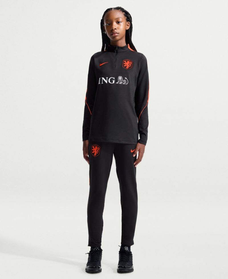 Big Boys and Girls Black Netherlands National Team 2026 Strike Dri-FIT Long Sleeve Quarter-Zip Drill Jerseys